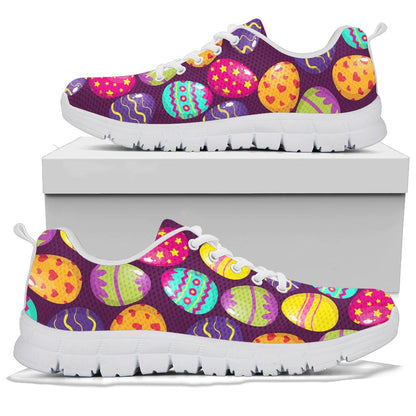 Easter Eggs Pattern Print Design RB04 Sneakers White Bottom Shoes