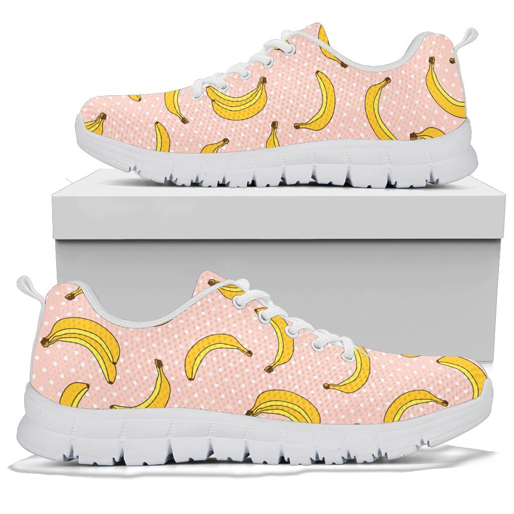 Banana Pattern Print Design BA06 Sneakers White Bottom Shoes