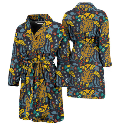 Sea Turtle Pattern Print Design T03 Men Bathrobe