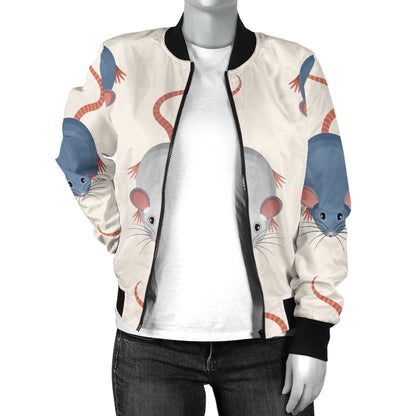 Rat Pattern Print Design 03 Women's Bomber Jacket