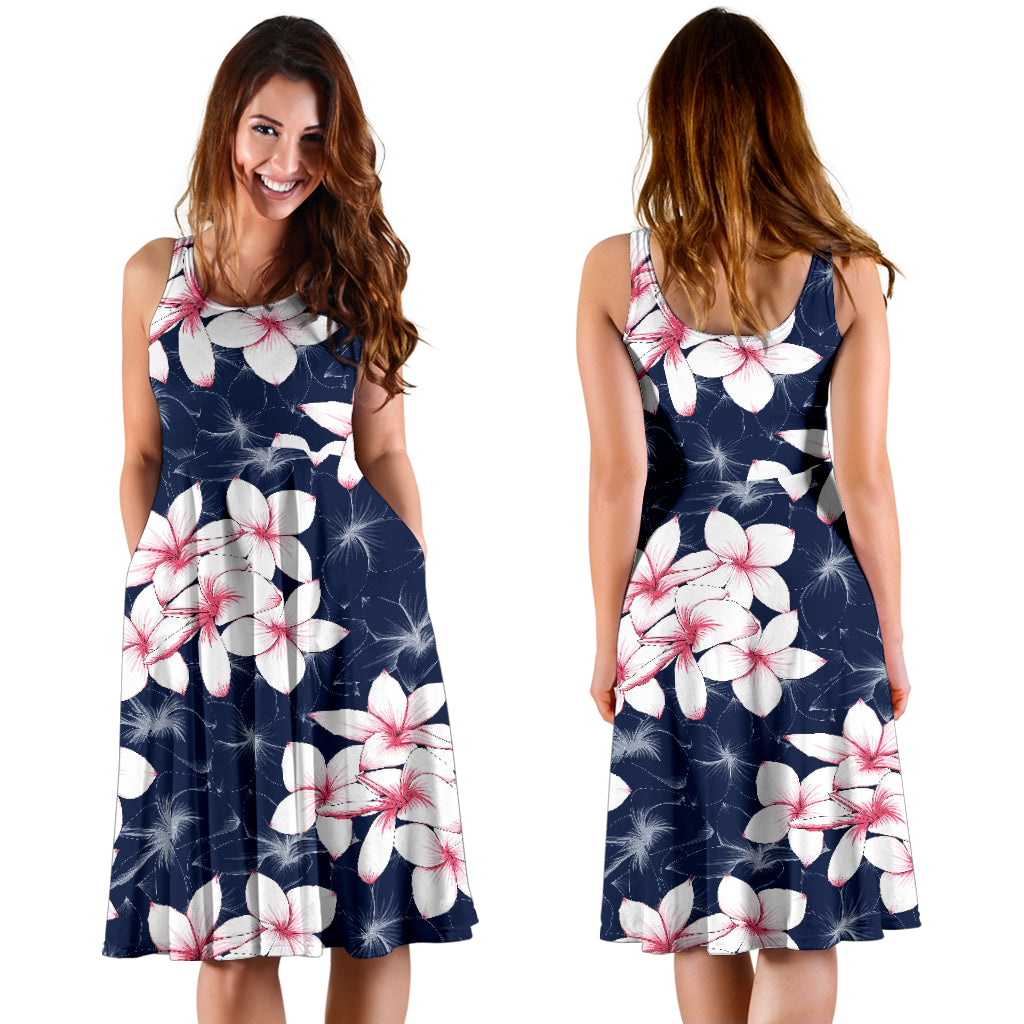 Plumeria Pattern Print Design PM017 Midi Dress