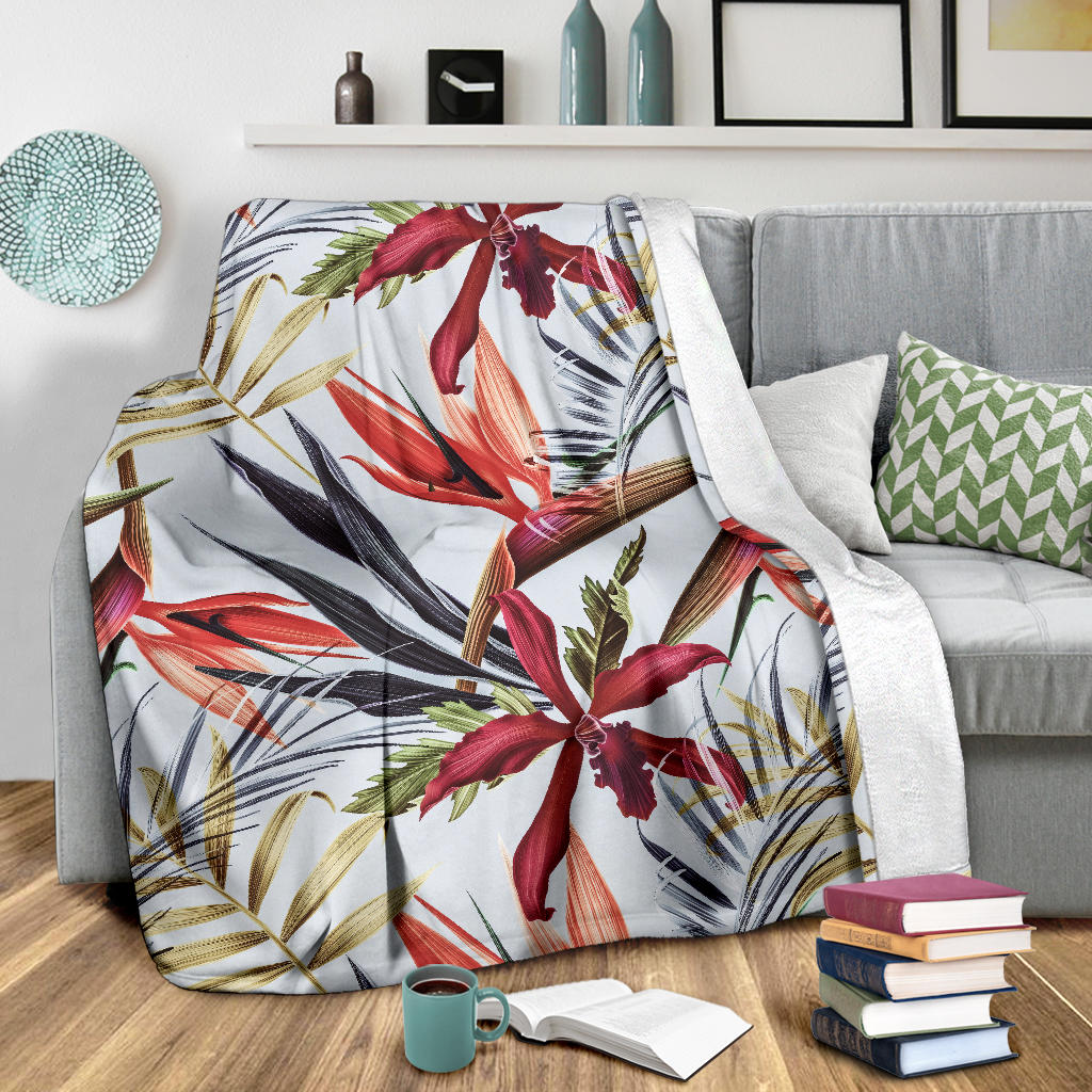 Tropical Flower Pattern Print Design TF021 Fleece Blanket
