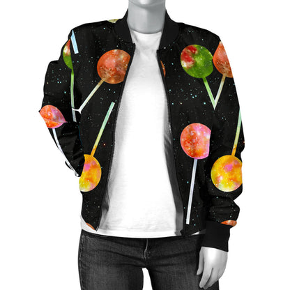 Lollipop Pattern Print Design LL04 Women Bomber Jacket