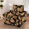 Brown Hibiscus Pattern Print Design HB06 Armchair Slipcover