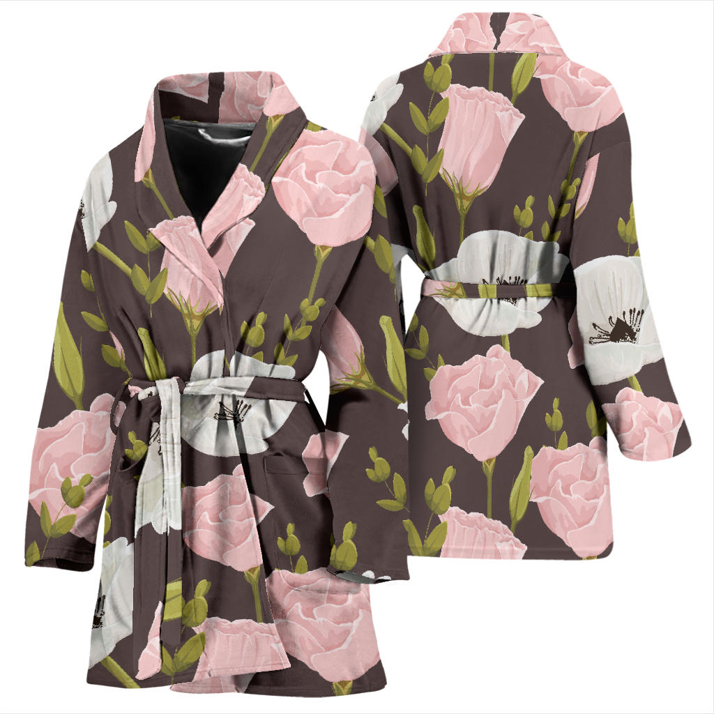 Anemone Pattern Print Design AM011 Women Bathrobe