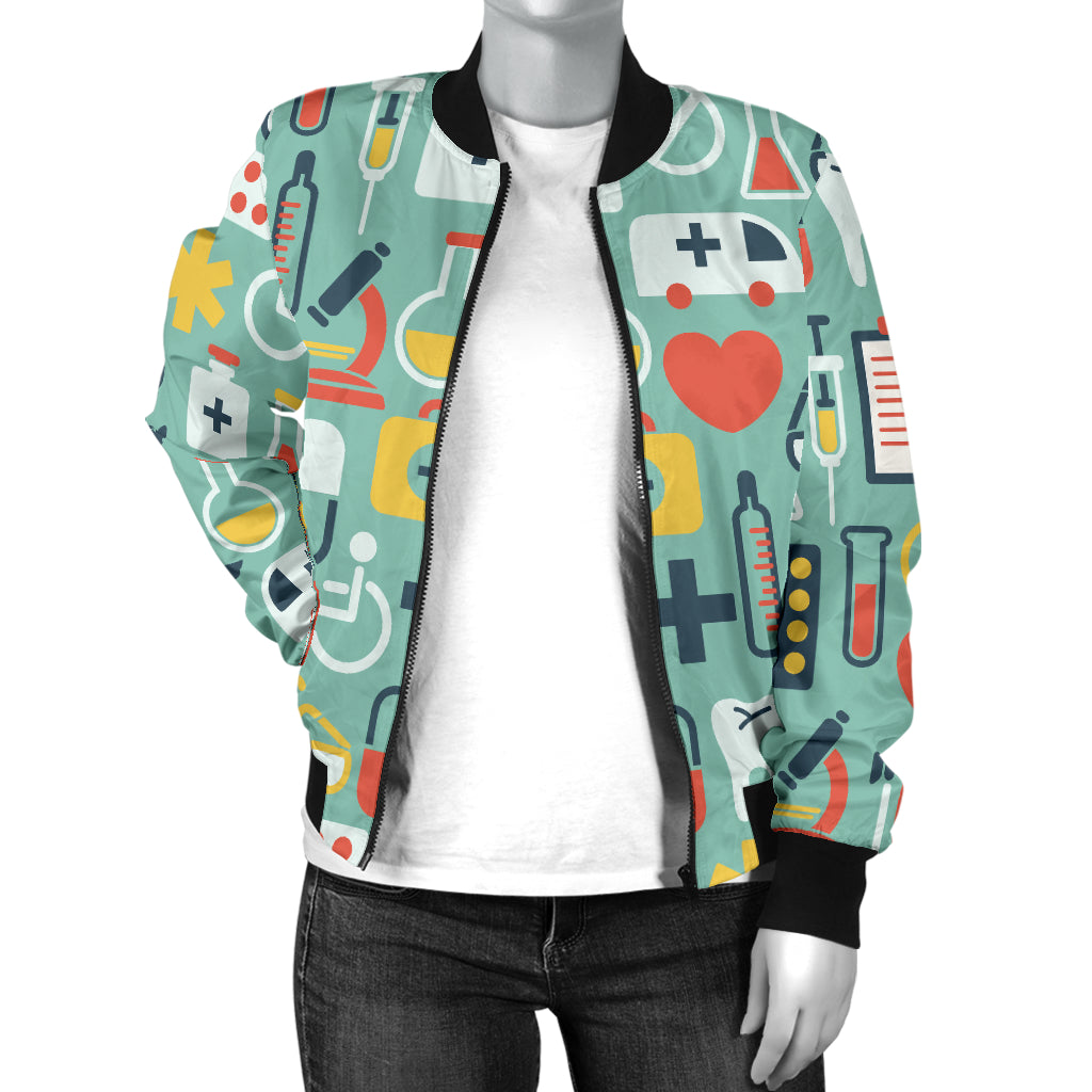 Medical Pattern Print Design 02 Women's Bomber Jacket