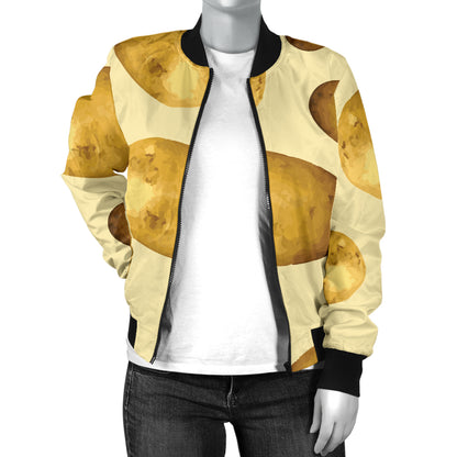 Potato Pattern Print Design A01 Women's Bomber Jacket