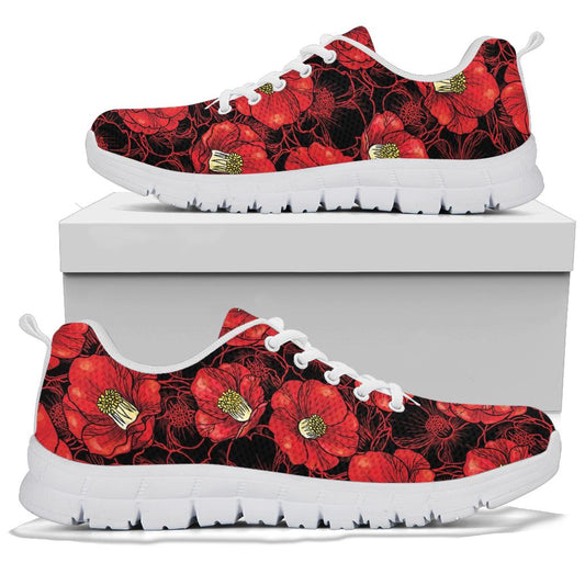 Camellia Pattern Print Design CM06 Sneakers White Bottom Shoes