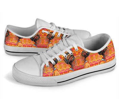 African Girl Aztec White Bottom Low Top Shoes