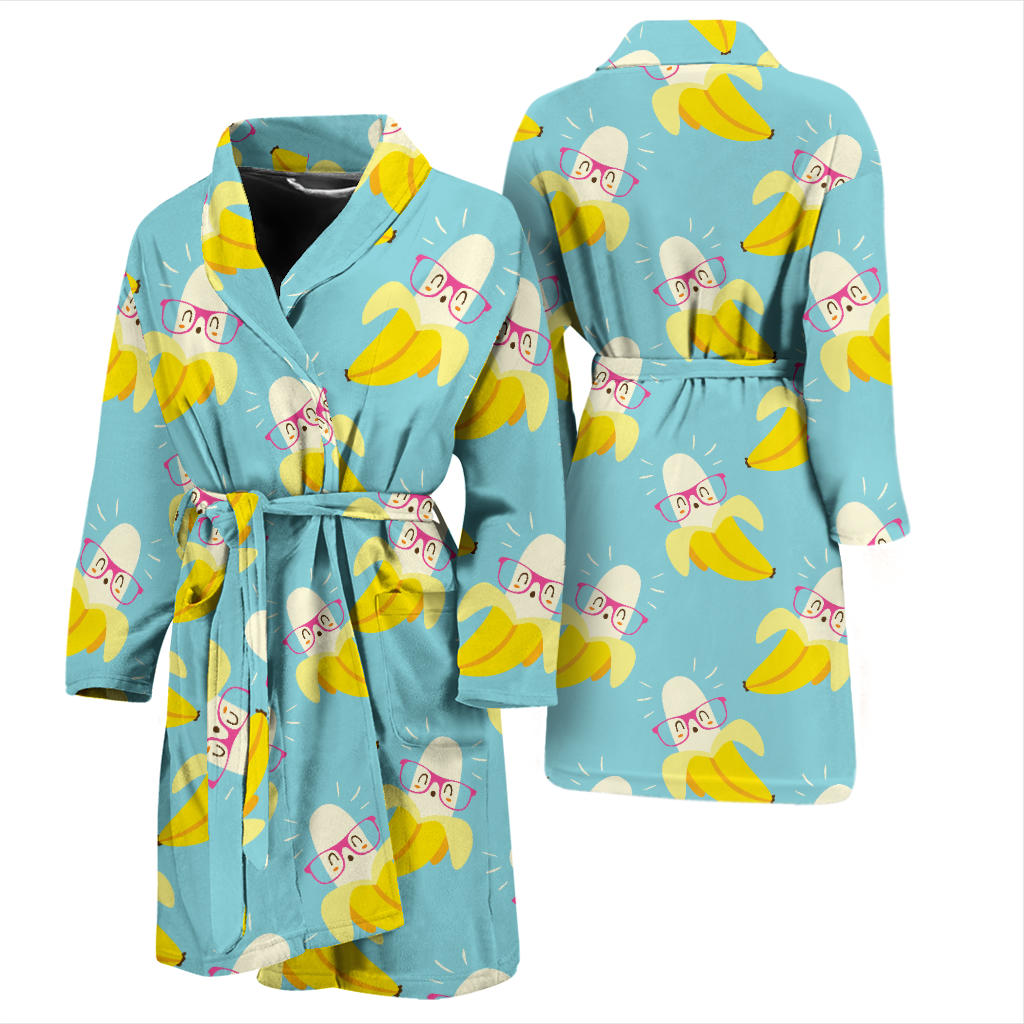 Banana Pattern Print Design BA07 Men Bathrobe