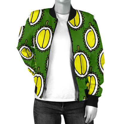 Durian Pattern Print Design DR01 Women Bomber Jacket
