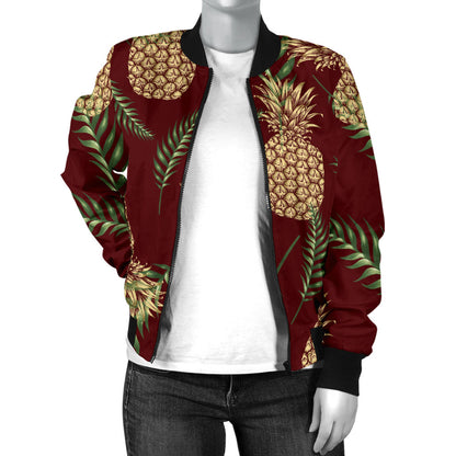 Pineapple Pattern Print Design PP013 Women Bomber Jacket