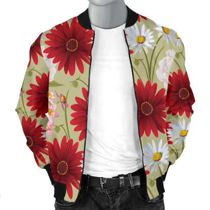 Gerberas Pattern Print Design GB07 Men Bomber Jacket