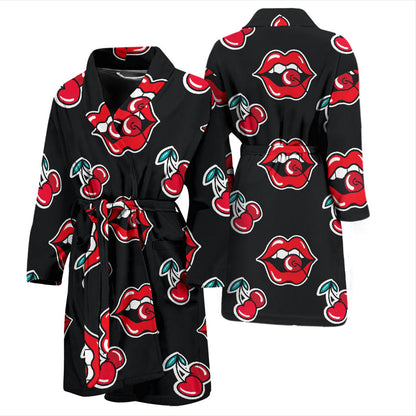 Cherry Pattern Print Design CH04 Men Bathrobe