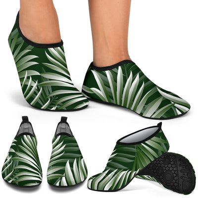 White Green Tropical Palm Leaves Aqua Water Shoes