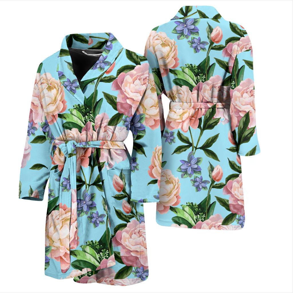 Peony Pattern Print Design PE02 Men Bathrobe