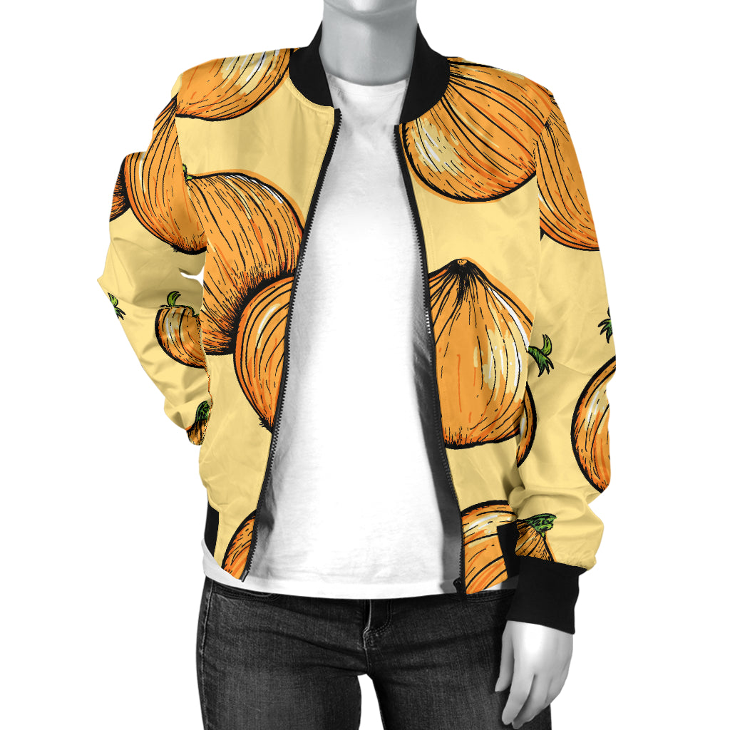 Onion Pattern Print Design A04 Women's Bomber Jacket