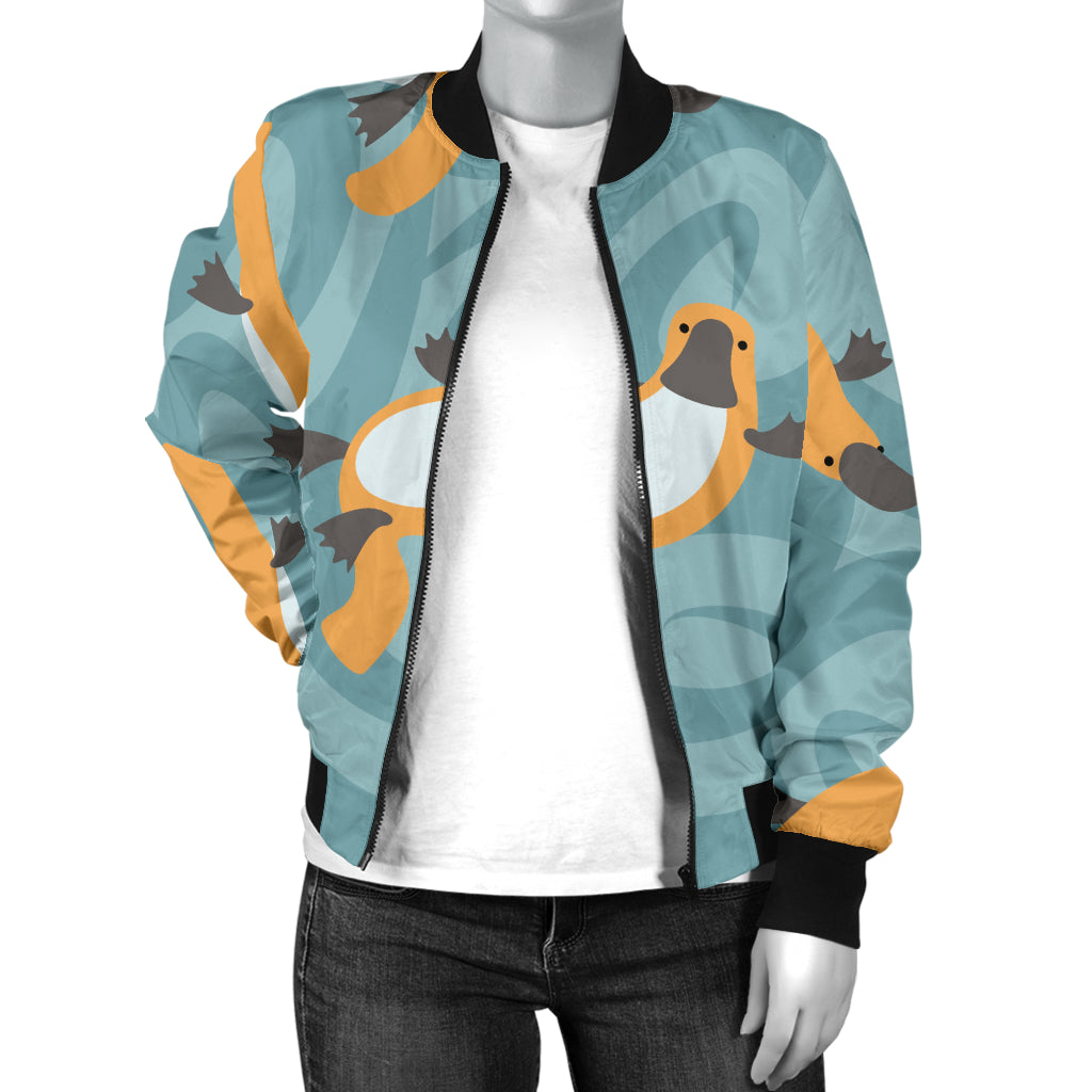Platypus Pattern Print Design A01 Women's Bomber Jacket