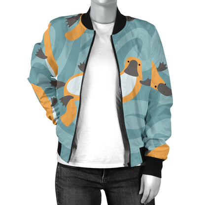 Platypus Pattern Print Design A01 Women's Bomber Jacket