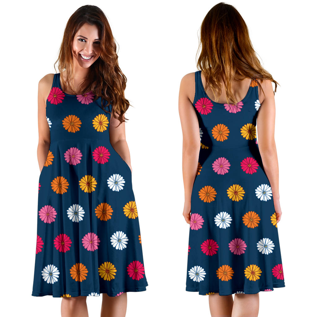 Gerberas Pattern Print Design GB06 Midi Dress