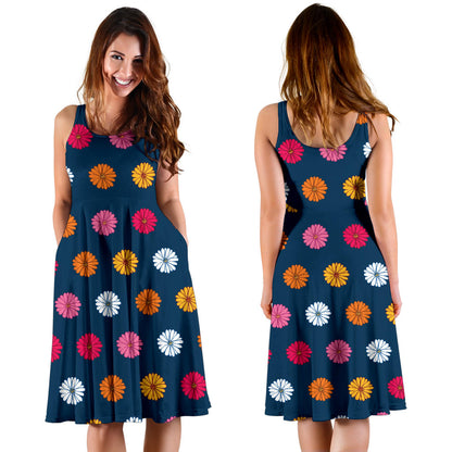 Gerberas Pattern Print Design GB06 Midi Dress
