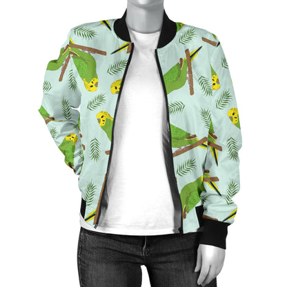 Budgerigar Pattern Print Design 04 Women's Bomber Jacket