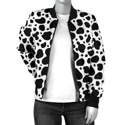 Cow Skin Pattern Print Design 04 Women's Bomber Jacket