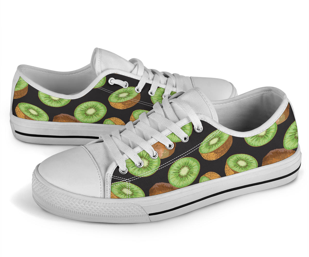 Kiwi Pattern Print Design KW03 White Bottom Low Top Shoes