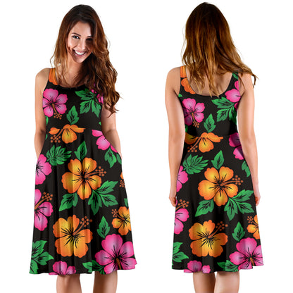Hibiscus Pattern Print Design HB029 Midi Dress