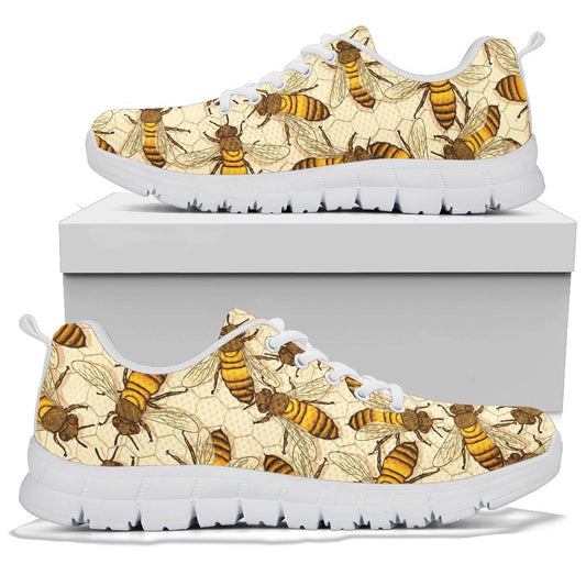 Bee Pattern Print Design BEE05 Sneakers White Bottom Shoes