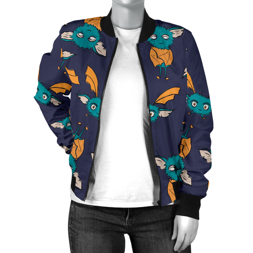 Bat Pattern Print Design 07 Women's Bomber Jacket