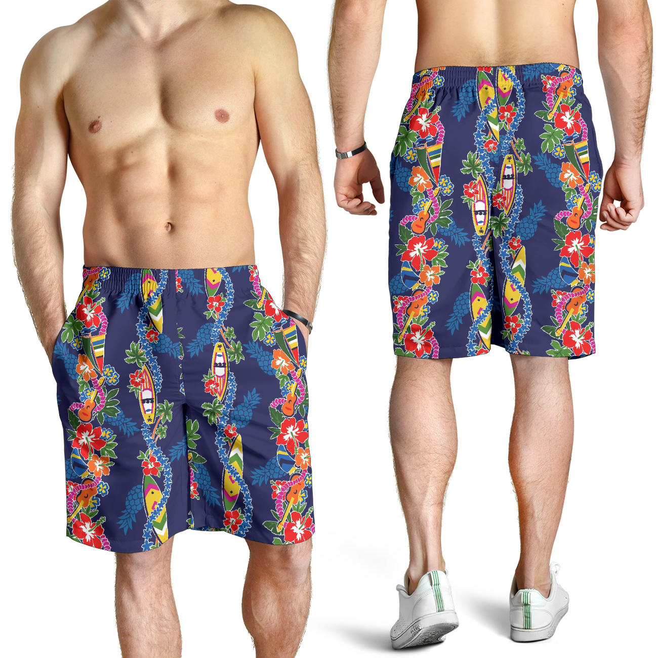 Hawaiian Themed Pattern Print Design H04 Mens Shorts