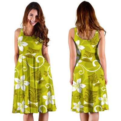 Hawaiian Themed Pattern Print Design H019 Midi Dress
