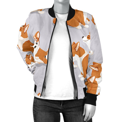Pembroke Welsh Corgis Pattern Print Design A04 Women's Bomber Jacket