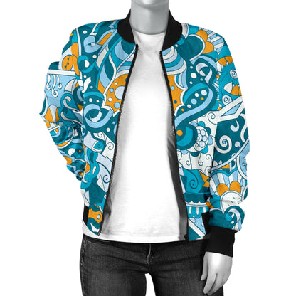 Funky Retro Pattern Print Design A03 Women's Bomber Jacket