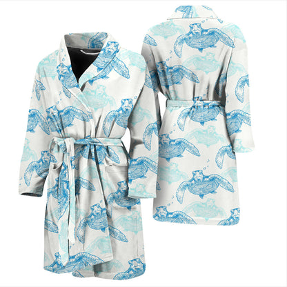 Sea Turtle Pattern Print Design T01 Men Bathrobe