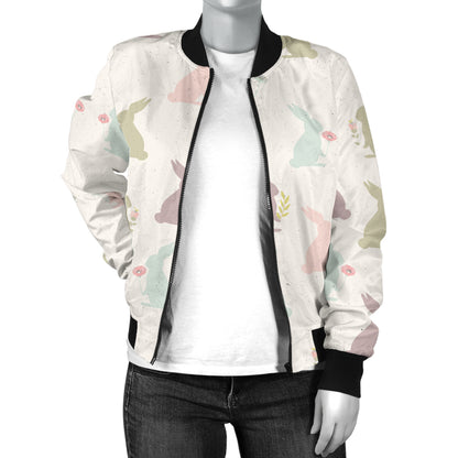 Bunny Pattern Print Design 05 Women's Bomber Jacket