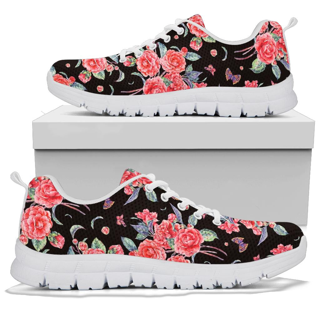 Camellia Pattern Print Design CM03 Sneakers White Bottom Shoes