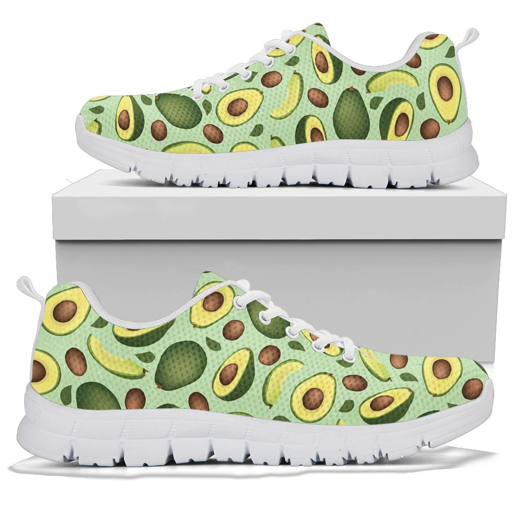 Avocado Pattern Print Design AC01 Sneakers White Bottom Shoes