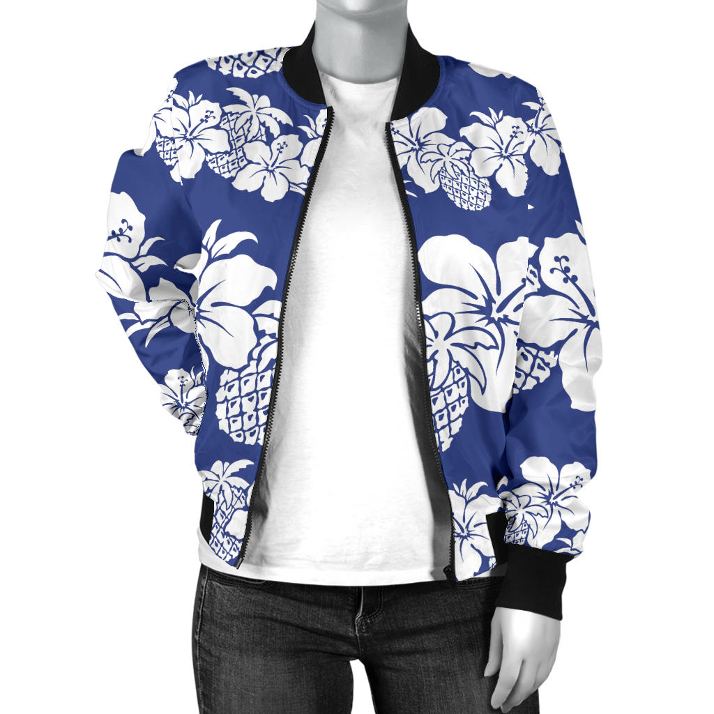 Hawaiian Themed Pattern Print Design H07 Women Bomber Jacket