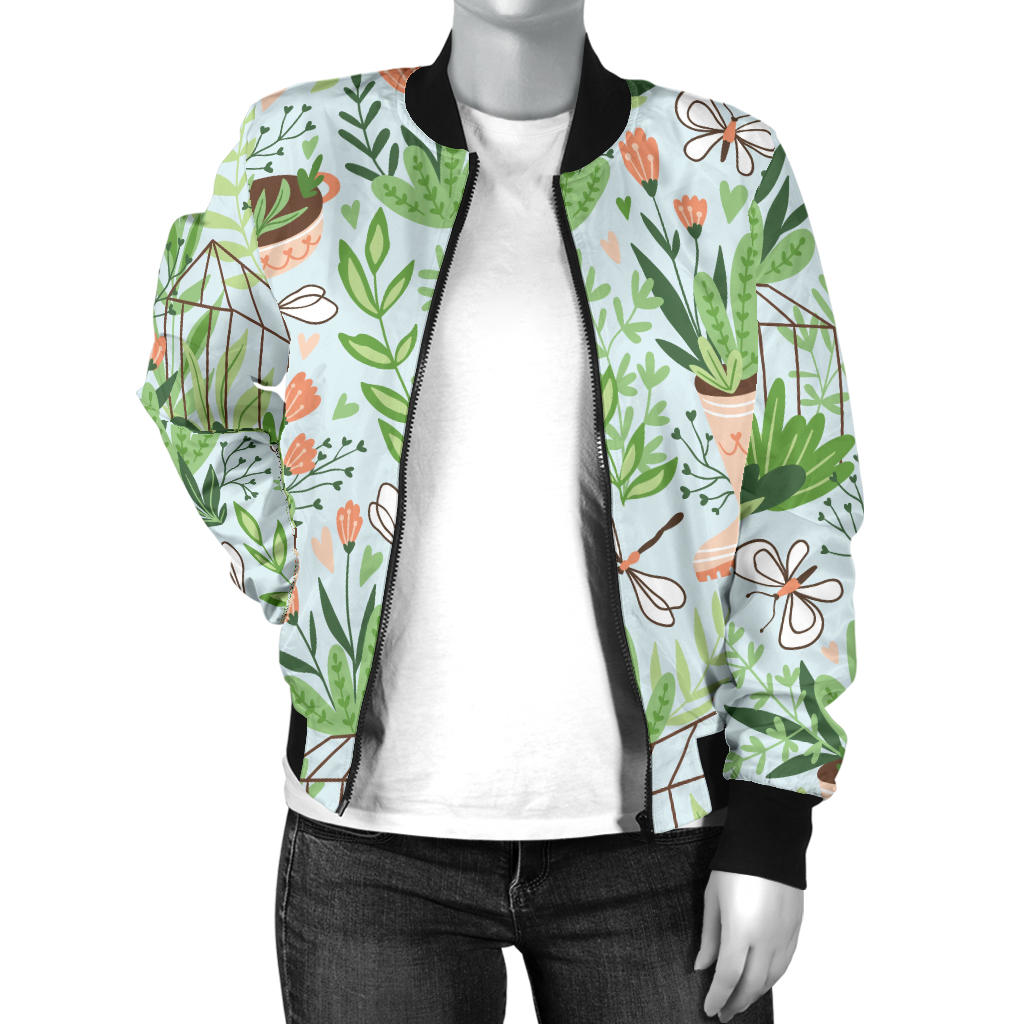 Gardening Pattern Print Design G04 Women Bomber Jacket