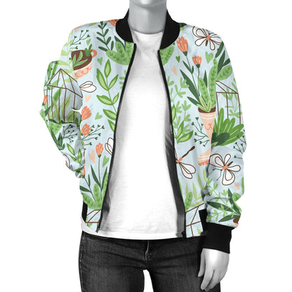 Gardening Pattern Print Design G04 Women Bomber Jacket