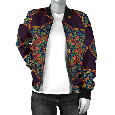 Medallion Pattern Print Design 03 Women's Bomber Jacket