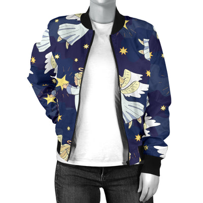 Angel Pattern Print Design 06 Women's Bomber Jacket