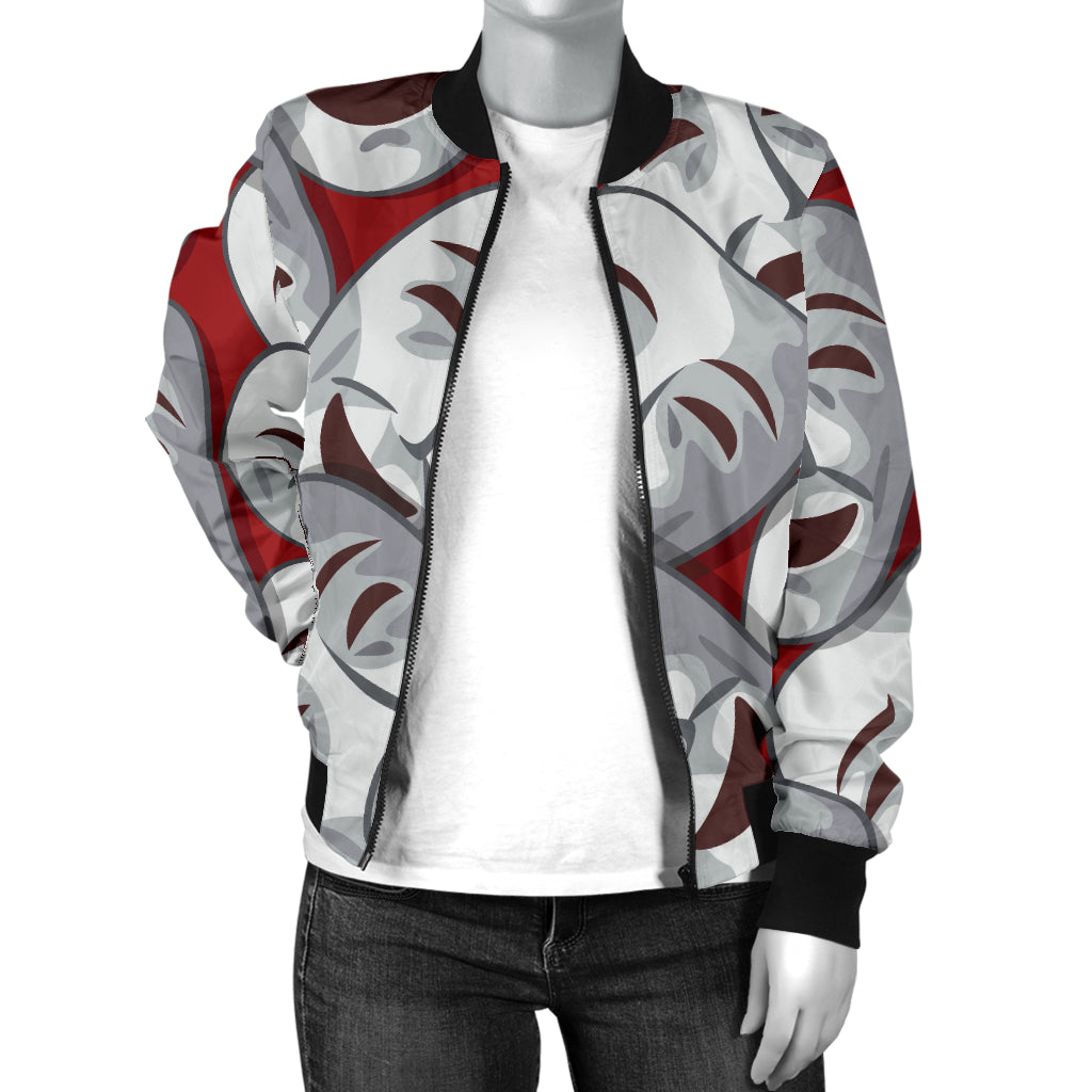 Acting Mask Pattern Print Design 01 Women's Bomber Jacket