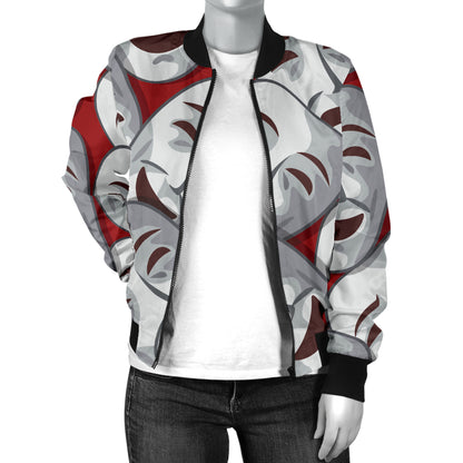 Acting Mask Pattern Print Design 01 Women's Bomber Jacket