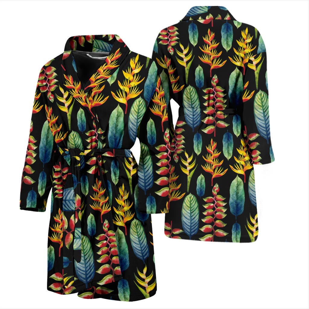 Heliconia Pattern Print Design HL03 Men Bathrobe