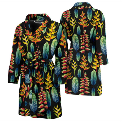 Heliconia Pattern Print Design HL03 Men Bathrobe