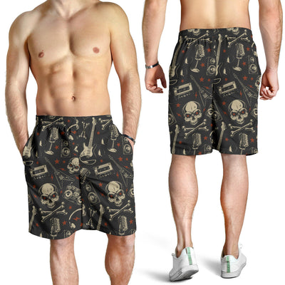 Rock and Roll Skull Pattern Print Design A03 Mens Shorts