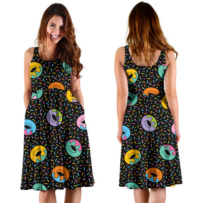 Donut Pattern Print Design DN012 Midi Dress